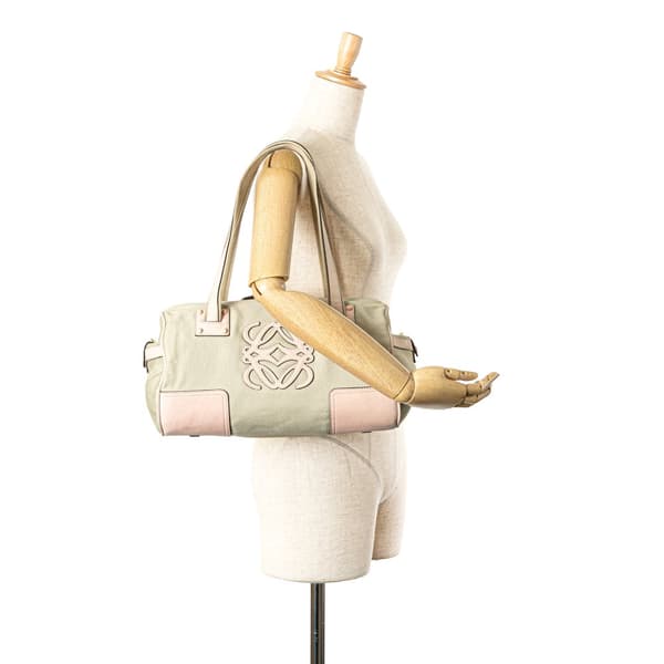 Pre-owned LOEWE Anagram Canvas Shoulder Bag Brown