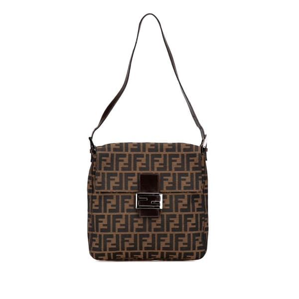 Pre-owned Fendi Zucca Canvas Shoulder Bag Brown