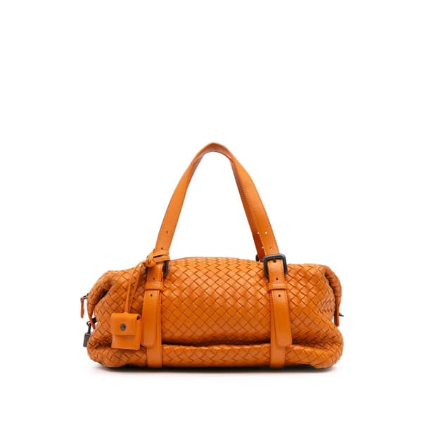 Pre-owned Bottega Veneta Nappa Intrecciato Montaigne Shoulder Bag Orange