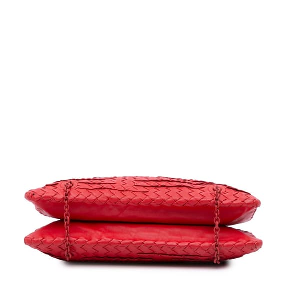 Pre-owned Bottega Veneta Nappa Intrecciato Duo Shoulder Bag Red