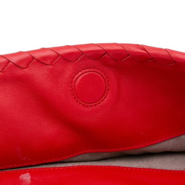 Pre-owned Bottega Veneta Nappa Intrecciato Duo Shoulder Bag Red