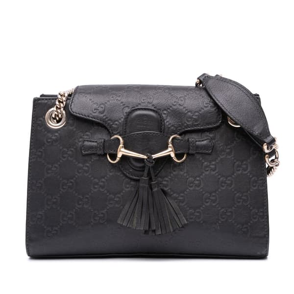 Pre-owned Gucci Small Guccissima Emily Shoulder Bag Black
