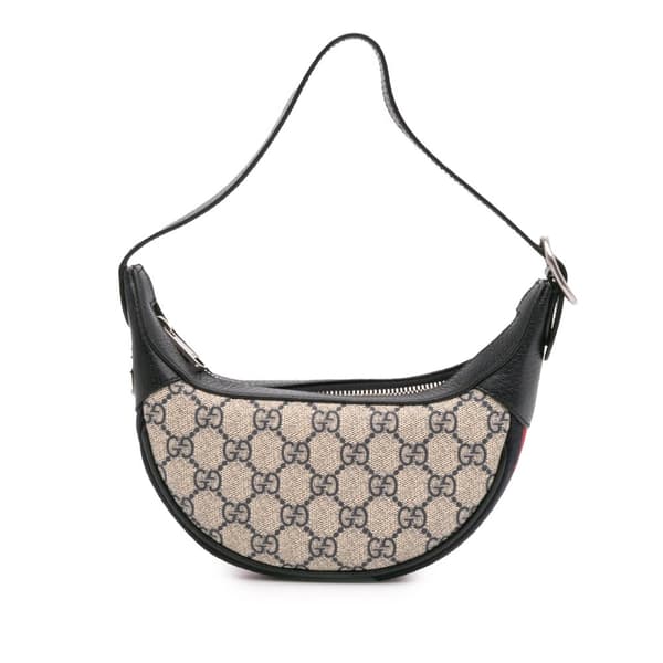 Pre-owned Gucci Mini GG Supreme Web Ophidia Shoulder Bag Brown