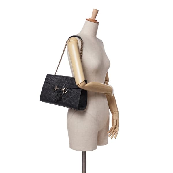 Pre-owned Gucci Medium Guccissima Emily Shoulder Bag Black