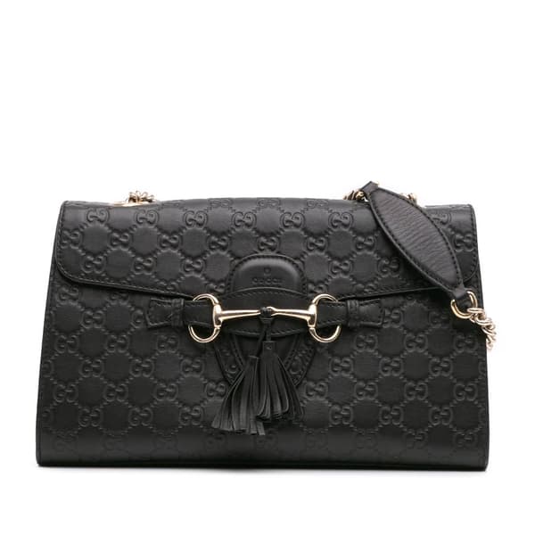 Pre-owned Gucci Medium Guccissima Emily Shoulder Bag Black