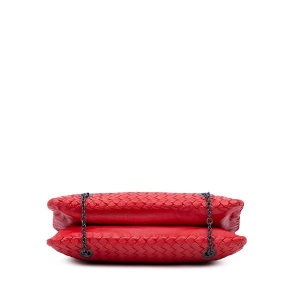 Pre-owned Bottega Veneta Nappa Intrecciato Duo Shoulder Bag Red