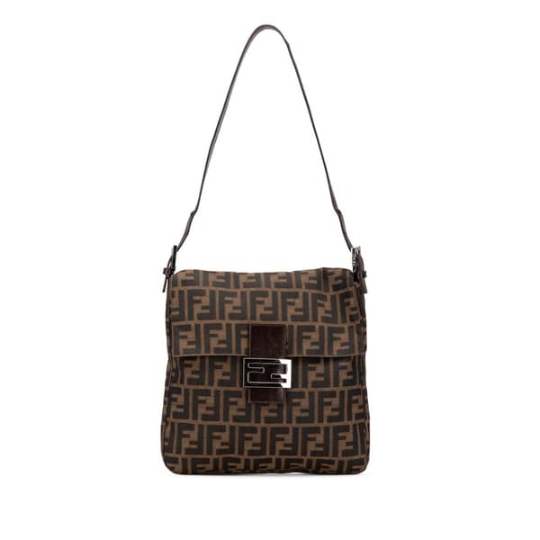 Pre-owned Fendi Zucca Canvas Shoulder Bag Brown