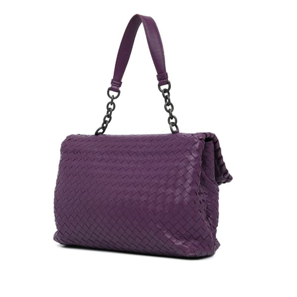 Pre-owned Bottega Veneta Medium Nappa Intrecciato Olimpia Shoulder Bag Purple