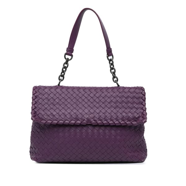 Pre-owned Bottega Veneta Medium Nappa Intrecciato Olimpia Shoulder Bag Purple