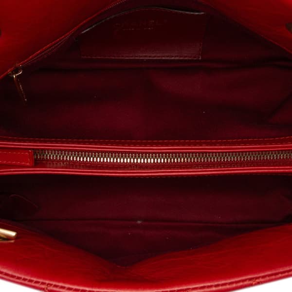 Pre-owned Chanel Medium Lambskin Just Mademoiselle Bowling Bag Red
