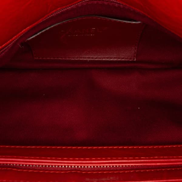 Pre-owned Chanel Medium Lambskin Just Mademoiselle Bowling Bag Red