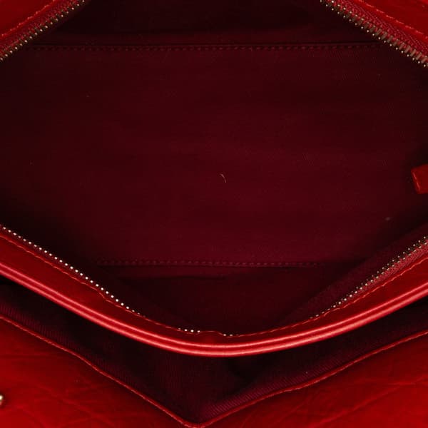 Pre-owned Chanel Medium Lambskin Just Mademoiselle Bowling Bag Red