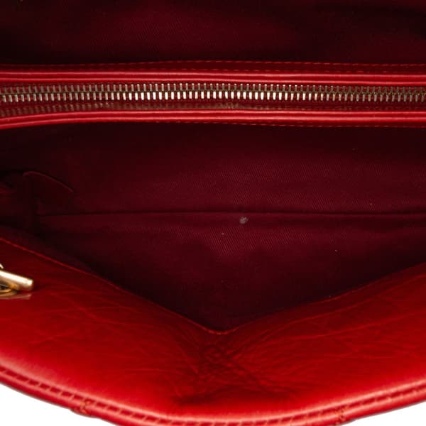 Pre-owned Chanel Medium Lambskin Just Mademoiselle Bowling Bag Red