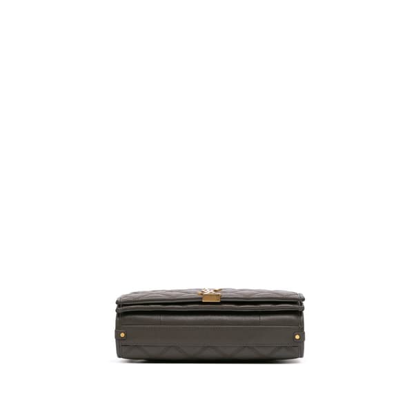 Pre-owned Saint Laurent Mini Quilted Lambskin Becky Chain Shoulder Bag Brown