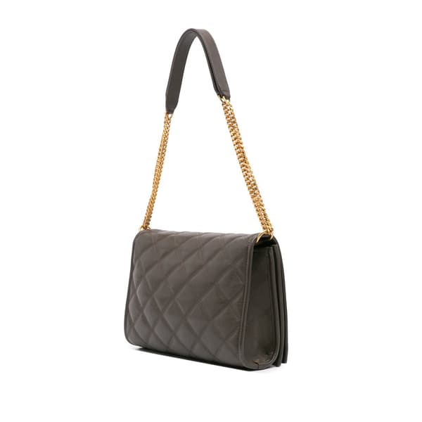 Pre-owned Saint Laurent Mini Quilted Lambskin Becky Chain Shoulder Bag Brown