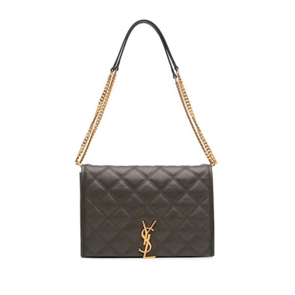 Pre-owned Saint Laurent Mini Quilted Lambskin Becky Chain Shoulder Bag Brown