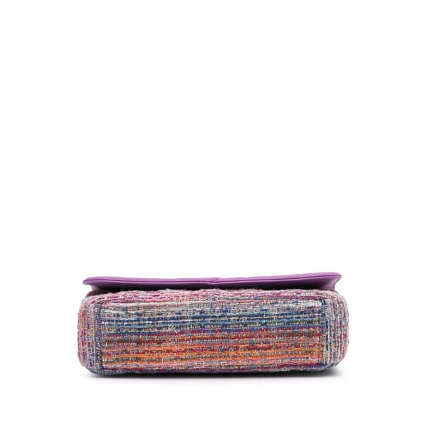 Pre-owned Chanel Medium Tweed CC Filigree Flap Purple
