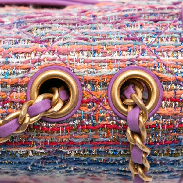 Pre-owned Chanel Medium Tweed CC Filigree Flap Purple