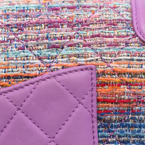 Pre-owned Chanel Medium Tweed CC Filigree Flap Purple