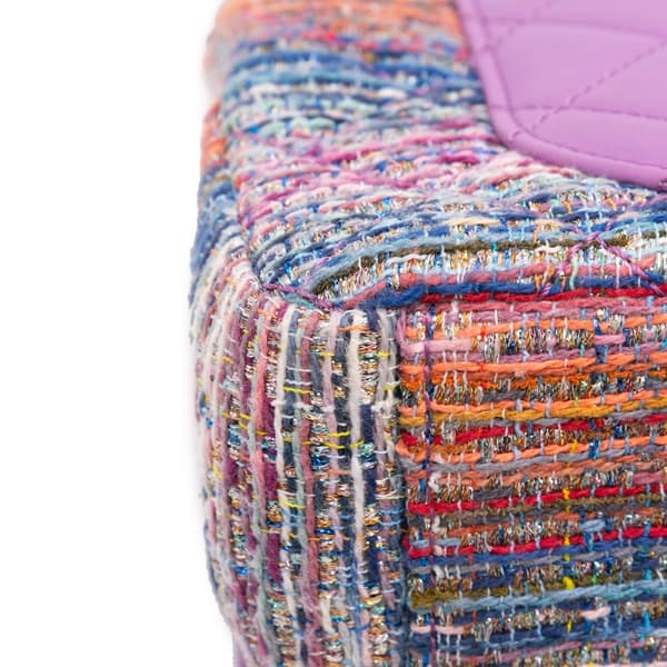 Pre-owned Chanel Medium Tweed CC Filigree Flap Purple