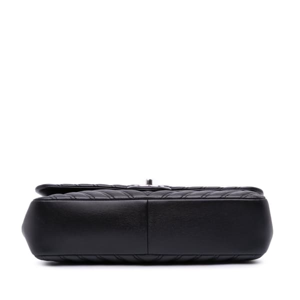 Pre-owned Chanel Jumbo Classic Chevron Lambskin Double Stitch Single Flap Black