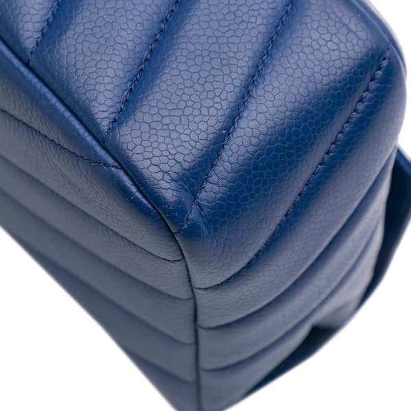 Pre-owned Chanel Medium Chevron Caviar Data Center Envelope Flap Blue