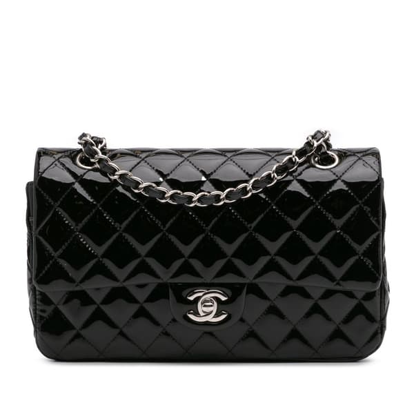 Pre-owned Chanel Medium Classic Patent Double Flap Black