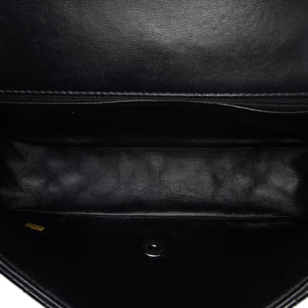 Pre-owned Chanel Medium Quilted Patent and Lambskin Classic Twist Flap Black