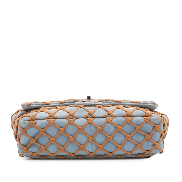 Pre-owned Chanel Jumbo Denim Canebiers Net Flap Blue