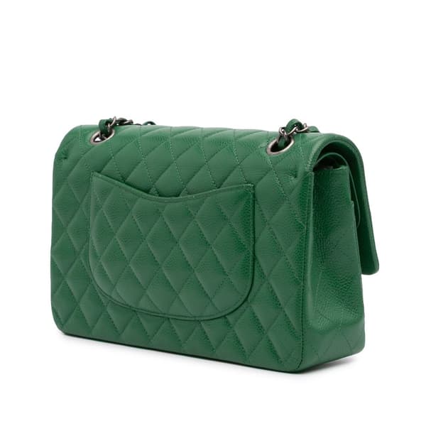 Pre-owned Chanel Medium Classic Caviar Double Flap Green