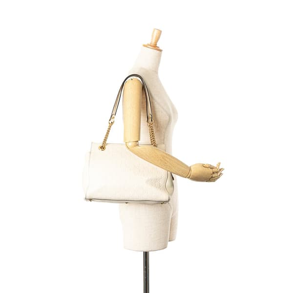Pre-owned Gucci Medium Guccissima Soft Shoulder Bag White