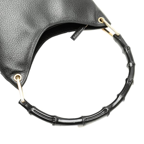 Pre-owned Gucci Bamboo Leather Shoulder Bag Black
