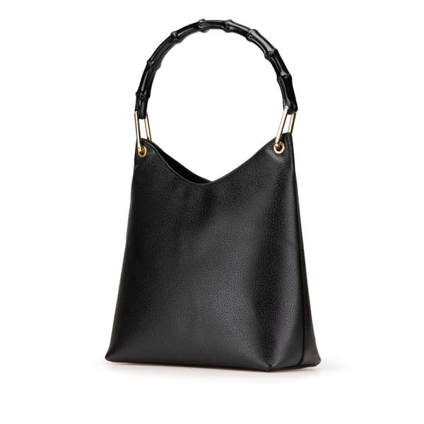 Pre-owned Gucci Bamboo Leather Shoulder Bag Black