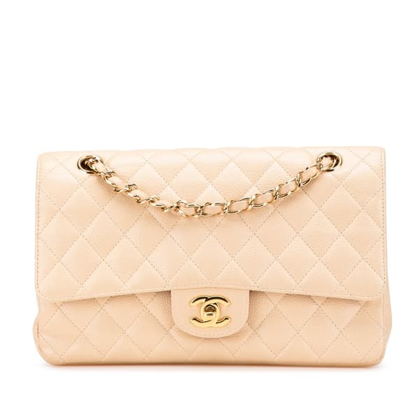 Pre-owned Chanel Medium Classic Caviar Double Flap Brown