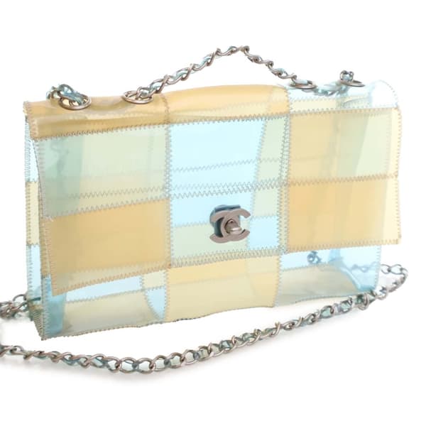 Pre-owned Chanel Medium CC PVC Stitched Patchwork Flap Blue