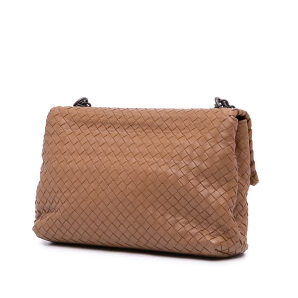 Pre-owned Bottega Veneta Medium Nappa Intrecciato Olimpia Shoulder Bag Brown