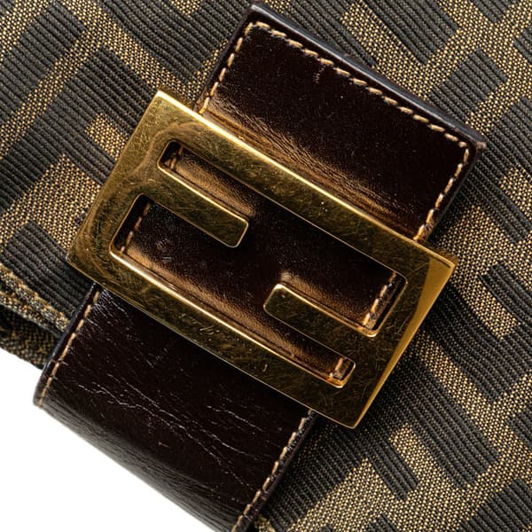 Pre-owned Fendi Zucca Canvas Shoulder Bag Brown