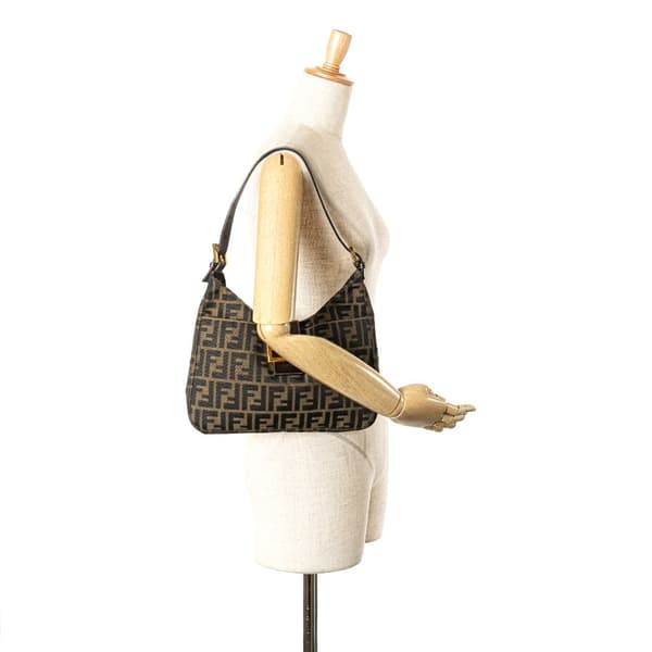 Pre-owned Fendi Zucca Canvas Shoulder Bag Brown