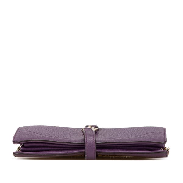Pre-owned Gucci Pebbled Calfskin Piston Broadway Evening Bag Purple