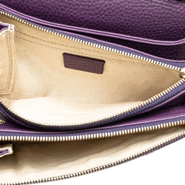 Pre-owned Gucci Pebbled Calfskin Piston Broadway Evening Bag Purple