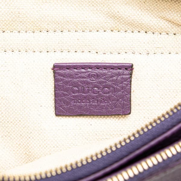 Pre-owned Gucci Pebbled Calfskin Piston Broadway Evening Bag Purple