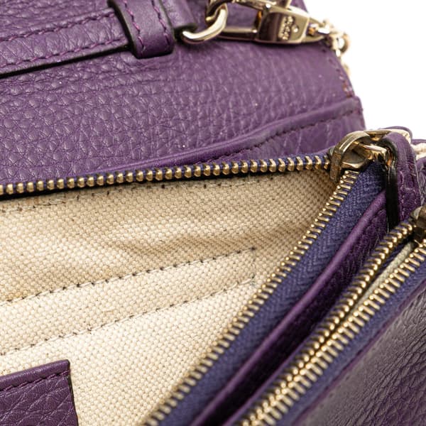 Pre-owned Gucci Pebbled Calfskin Piston Broadway Evening Bag Purple
