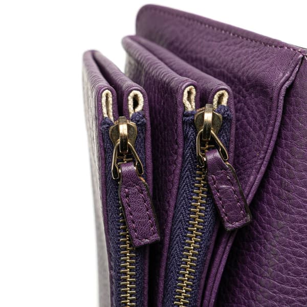 Pre-owned Gucci Pebbled Calfskin Piston Broadway Evening Bag Purple