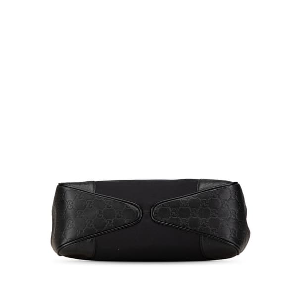 Pre-owned Gucci Guccissima Trimmed Canvas Colbert Shoulder Bag Black