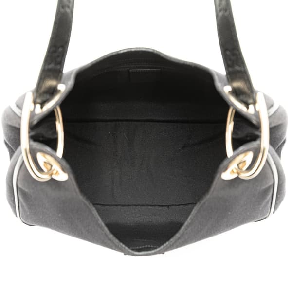 Pre-owned Gucci Guccissima Trimmed Canvas Colbert Shoulder Bag Black