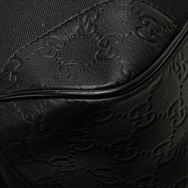 Pre-owned Gucci Guccissima Trimmed Canvas Colbert Shoulder Bag Black