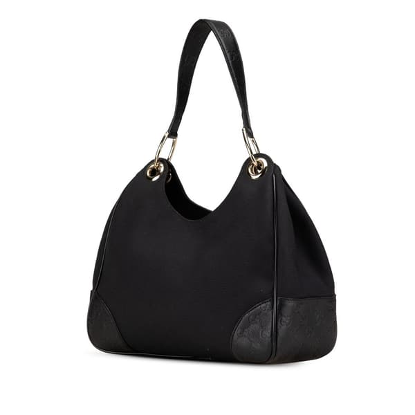Pre-owned Gucci Guccissima Trimmed Canvas Colbert Shoulder Bag Black