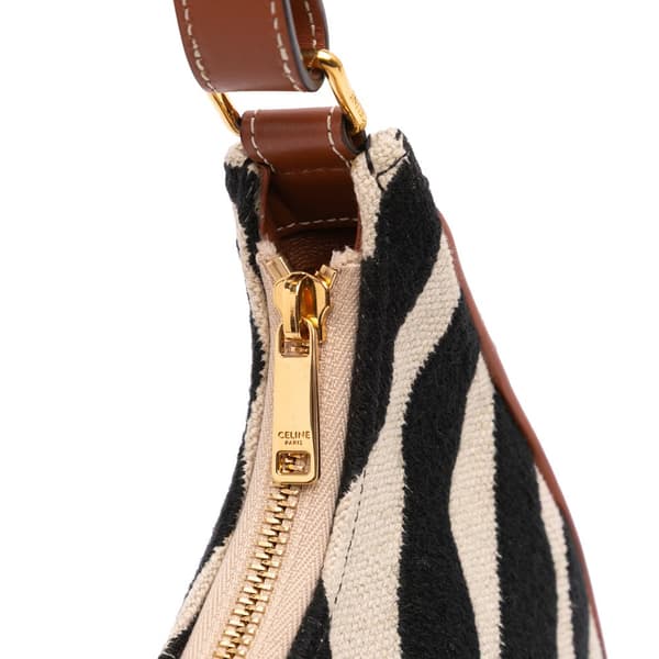 Pre-owned Celine Zebra Print Canvas Ava Shoulder Bag Brown