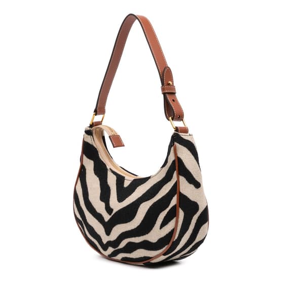 Pre-owned Celine Zebra Print Canvas Ava Shoulder Bag Brown