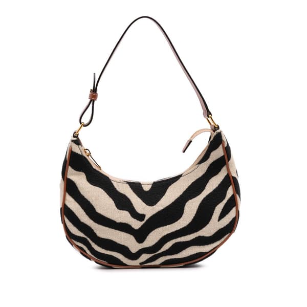 Pre-owned Celine Zebra Print Canvas Ava Shoulder Bag Brown
